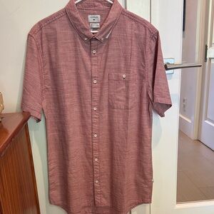 Quiksilver Men's Casual Red Button Down Shirt
